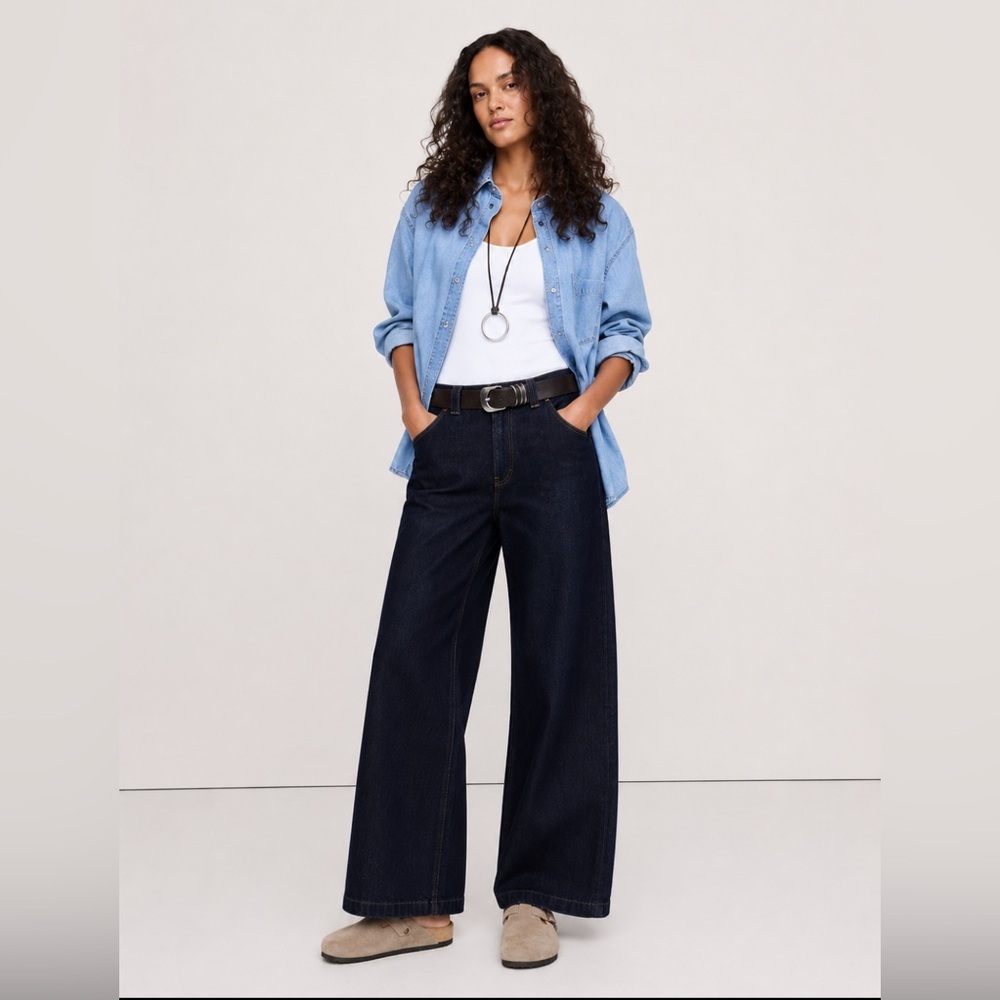 NWT! Banana Republic Mid-Rise Palazzo Jean - Size 26 Petite 🩷 864102